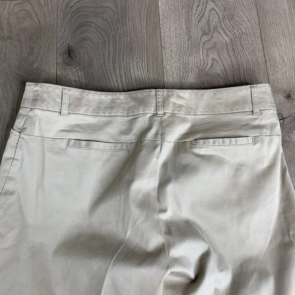 Claudia EV Cropped Pants Womens 12 Bown Solid Zip Square Button Close Stitching - Picture 7 of 9